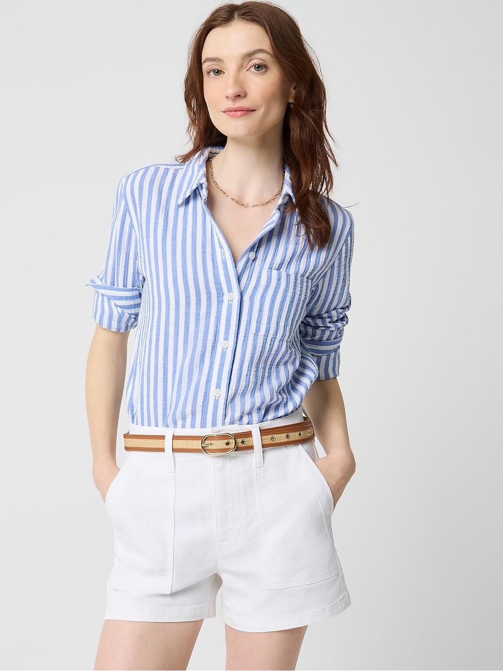 NWT J. Crew Factory White Utility Denim Short, BZ690, Size 32
